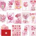 80 Set Valentine Cards with Envelopes Pink Religious Valentines Card Bulk Galentine's Day Gifts Vintage Heart Floral Greeting Exchange Card Bulk for Kids Adult Friends Classroom Gifts