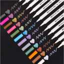 Dyvicl Metallic Marker Pens, 12 Colors Hard Fine Tip Metallic Markers for Black Paper, Adult Coloring, Card Making, Rock Painting, Scrapbooking Crafts, DIY Photo Album