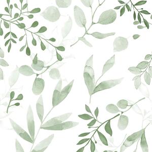 Green Leaf Wallpaper, Vinyl Soft Sage Green Eucalyptus Peel and Stick Wallpaper Thicken Boho Botanical Watercolor Wall Paper for Table Shelf Drawer Counter Top Cabinet Liner 17.7 x 117 Inches