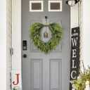20" Heart-Shaped Wreath for Front Door Faux Greenery with Rustic Bell Waterproof & Fade-Resistant Christmas Decor for Porch, Holiday Wall or Indoor Use