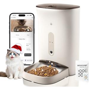Automatic Cat Feeder with 3MP Camera,2K HD Video with Night Vision,5G/2.4G WiFi Pet Feeder with 2-Way Audio,App-Controlled Timed&Blockage Sensor,Detachable for Easy Cleaning with Desiccant for Cat/Dog