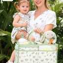 Tivellary Baby Diaper Caddy Organizer – Stylish Storage Basket for Newborn Essentials, Nursery & Diaper Station, Registry Must-Have, Sage Green Botanical