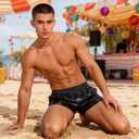 Arjen Kroos Men's Sexy Metallic Shiny Shorts Sparkly Rave Hot Short Pants with Pockets (Black, L)