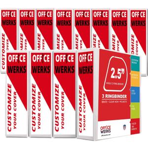 Office Werks 3 Ring Binder, Professional D Ring 2.5 Inch, 12 Presentation Folder for Standard Pages 8.5 x 11 with Pockets, Crystal Clear View White (12 Pack)