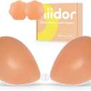Niidor Adhesive Bra Strapless Ultra Sticky Invisible Push up Silicone Bra Multiple Colors Sizes Reusable for Backless Dress (Coco, D)