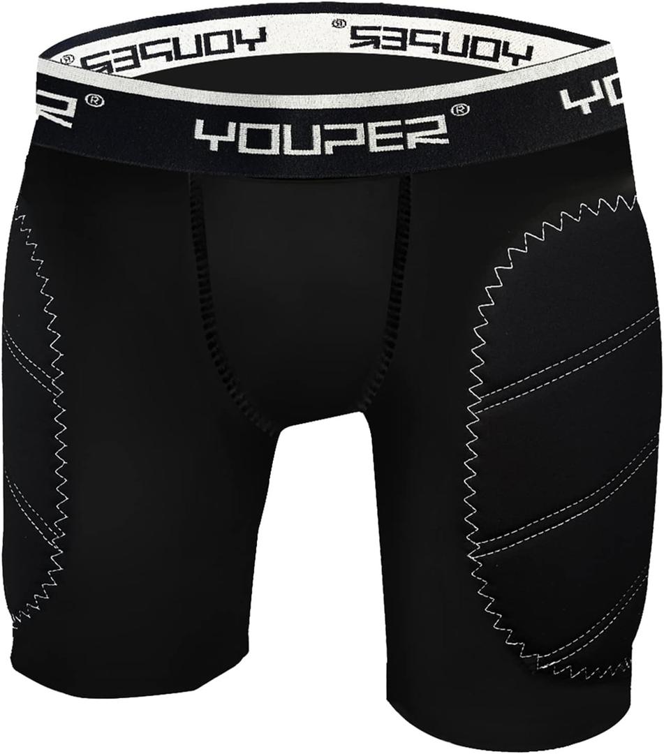 Youper Boys Youth Padded Sliding Shorts with Cup Pocket for Baseball, Football, Lacrosse S
