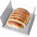 Bread Slicer for Homemade Bread, 304 Stainless Steel Bread Cutter, Adjustable Sourdough Slicer, Foldable Bread Slicing Guide for Loaf, Bagel, Sandwich, Cakes, White