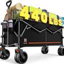 Navatiee 300L Extra Large Collapsible Wagon Cart Foldable, 48''L Extended Heavy Duty Folding Beach Wagon with 440LBS Weight Capacity and Big Wheels, Utility Garden Cart for Sports Camping