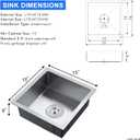 15" Undermount Single Bowl Bar Sink Brushed Stainless Steel, D15" x W15" x H6"