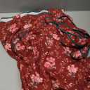 Wenrine Womens Summer Button Down Shirt Dress Casual Collar V Neck Floral Ruffle Sleeve Boho Beach Vacation Mini Dresses (Large, Burgundy)