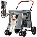 AOPEC Medium Dog Stroller, Dual Entry One-Touch Folding, Small and Medium Pet Stroller, 360° Rotating Front Wheels, 70 lbs Weight Capacity for Outdoor Travel and Elderly Dogs - Gray