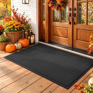 Front Door Mat Outside Entrance Drainage Doormat Black 31"x47"