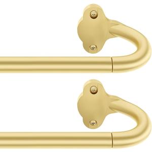 2 Pack Gold Curtain Rod, Wrap Around Curtain Rods for Windows 18 to 45 Inch, 5/8'' Adjustable Heavy Duty Blackout Drapery Rod, Decorative Modern Room Darkening Rods (Unique Design/All Matel)