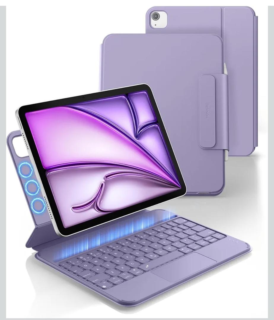 Dexnor Keyboard Case for iPad Air 11 inch (M3 2025/M2 2024) & iPad Pro 11 (4th/3rd/2nd/1st Gen) & iPad Air 5th/4th Gen Case with Keyboard Ultra-Thin Magnetic Detachable Trackpad Backlit, Purple