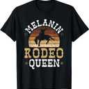 Melanin Rodeo Queen Bronc Rides African American Cowgirl T-Shirt 2XL