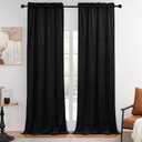 Timeper Black Velvet Curtains 108 inches 2 Panels, Dual Rod Pocket Blackout Curtains for Bedroom Living Room Thermal Insulated Luxury Super Soft Window Drapes,W52 x L108 inches (52"W x 108"L (Pack of 2), *Rod Pocket-black)