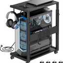 JANE EYRE Computer Tower Stand Adjustable PC Tower Stand CPU Holder Cart with Charging Station for Office Home Classroom,23.03"28.3" H, black