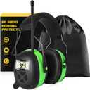 BJKing AM/FM Radio Headphones with Digital Display, 30dB AM FM Hearing Protection Safety Ear Muff, Ear Protection Headphone for Mowing, Landscaping, Shooting and Construction Black-Green