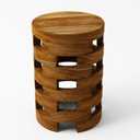 Teak Side Table for Living Room or Bedroom, Solid Wood Table Stool for Bathroom, Farmhouse Home Decor