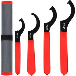 4pcs Coilover Spanner Wrench Set Adjustable Shock Wrench Heavy Duty Steel C Spanner for Most Coil Overs Shocks Adjustment and Suspension System (Red)