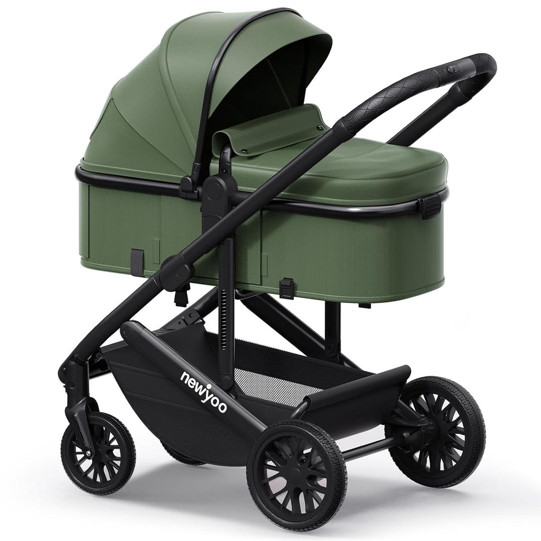 newyoo Infant Stroller with Bassinet Mode, Nestro 516M, Convertible Baby Strollers with Reversible Seat & Cup Holder, Coches para Bebes, 2-in-1 Rear-Facing Pram, Muted Olive
