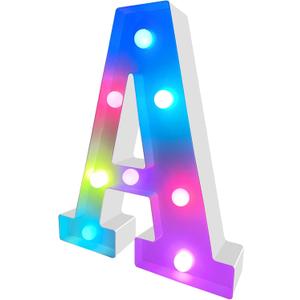 Colorful Marquee LED Letter Light - Lighting Letter Sign Night Light Party Home Wedding Bar Girls Room Decoration (Colorful A)