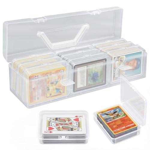 Trading Card Storage Box with 9 Individual Card Cases, Large Capacity Card Game Organizer for Top Loaders, MTG, Pokemon, Board Game & Playing Cards, Clear Plastic Card Storage Case with Insert Boxes