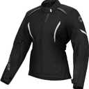 Motorcycle Jacket for Women With CE Armor and Waterproof Riding Gear with Body Armor Foam Padding & Breathable Fabric (Large, Black White)