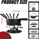 Artestia Cast Iron Fondue Pot Set for Cheese & Chocolate, Fondue Set for 6 with Burner & 6 Forks, Swiss Fondue Pot for Party, Family & Gift, Black