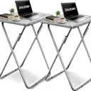 Tv Trays Folding Tv Table, Dinner Table for Eating with Sturdy Metal Frame, Small Foldable Snack Trays Table for Living Room, Couch,Sofa, Bed, No Assembly Required (White Marble 2-Piece Set), 1pcs