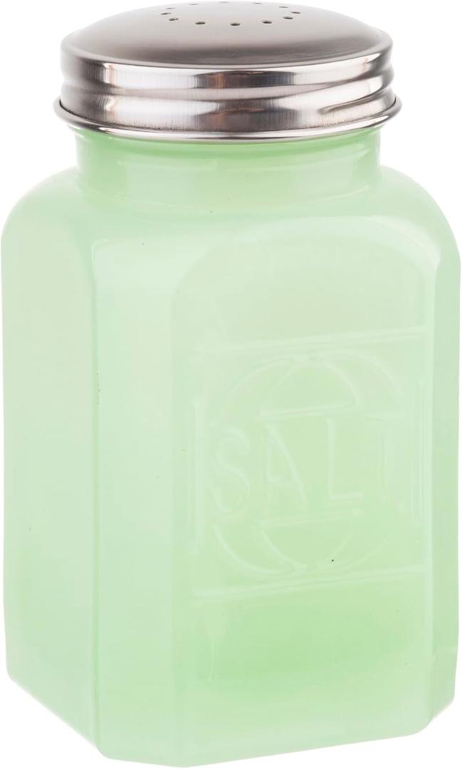 Tablecraft Salt Shaker with Metal Top, 2.5 x 2.5 x 4.5, Green