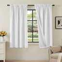 H.VERSAILTEX Linen Look 100% Blackout Curtains 54 Inches Long for Bedroom Full Light Blocking Rod Pocket Linen Textured Thick Window Curtain Drapes with White Backing, Pure White, 2 Panels