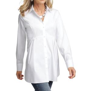 Womens White Peplum Pleated Button Down Shirt Long Sleeve Top Casual Blouse (S)