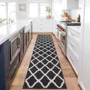 SHACOS Black Runner Rug 2x8 ft Washable Entryway Runner Rugs Non Slip Rubber Backing Hallway Rug Runner Stain Resistant Kitchen Carpet Runners