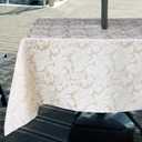 Damask Outdoor Tablecloth Water Resistant Polyester Fabric Table Cover with Zipper Umbrella Hole for Garden Patio Tabletop 60x84inch Rectangle,Beige