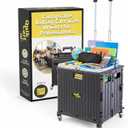 dbest Products Quik Cart 360 Rolling Crate with Wheels - Collapsible Utility Cart for Teachers & Home - Heavy Duty Folding Cart with Seat - 80 lb Capacity - Black