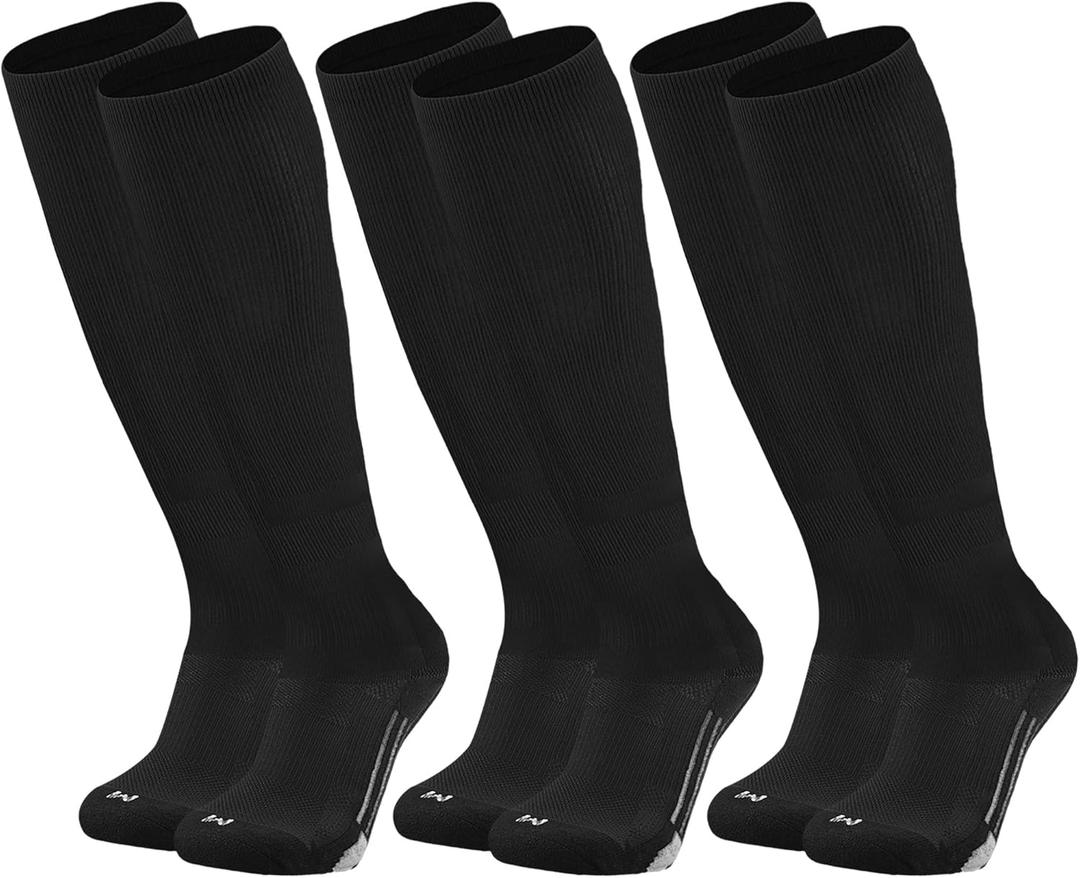 Youper Youth Baseball & Softball Socks Over The Calf Length (3 Pairs) (Small, Black)