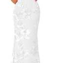 ZESICA Women's Summer Strapless Floral Midi Dress 2026 Bodycon Mesh Tube Wedding Guest Cocktail Party Formal Dresses White Small