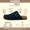 CUSHIONAIRE Hugo Genuine Leather Suede Clogs for Men Comfortable Slip On Shoes with Adjustable Buckle, Closed Toe Mens Slides (Black, 12M)