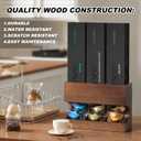 Walnut Wood Pod Dispenser Designed for Nespresso Vertuo Capsules, Freestanding Countertop Pods Rack, Coffee Pods Holder for Home or Office Kitchen Counter, Dispenses 3 Coffee Flavors
