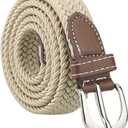 Women Elastic Stretchy Braided Woven Alloy Buckle Casual Belt Width 1 Inches