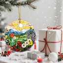 3 x Mountain Wildflowers-Themed Christmas Tree Decorations, Christmas Ornaments, Keepsake Ornaments, Holiday Decor, Xmas Gifts, Gifts for Nature Lovers  Including Plant & Flower Lovers