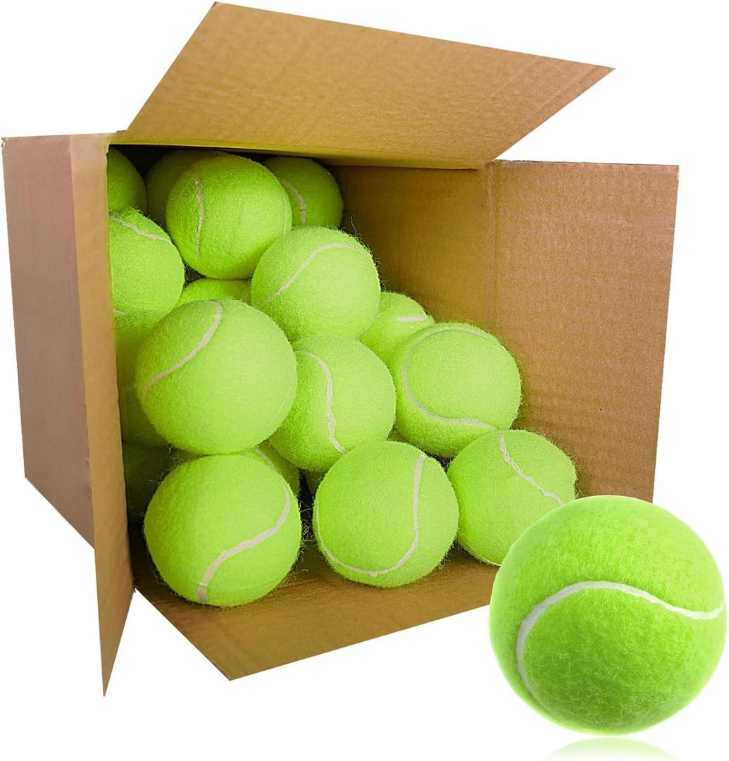 GKK 27 Pack Tennis Balls,Training Tennis Ball Pressure-less Practising Bulk Tennis Balls for Youth/Beginners/Pet Dogs High Altitude Playing Balls (yellow)