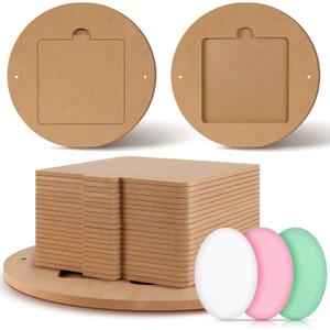Pinkunn 22 Pcs Bat System for Pottery Wheel Clay Pottery with Removable Inserts 2 Pack 12'' Round Outer and 20 Pack 7'' Square Inner Bat with 3 Sponge for Potters Clay Artist