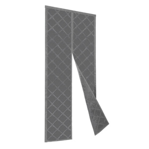 Magnetic Thermal Insulated Door Curtain Size 34x82 inch, Weatherproof Oxford Fabric Thick Polyester Filling Grey Door Cover Door Screen Door Insulation for Winter Front Door Cold Protection 128x210