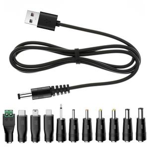 Universal Charger Power Core, 5V USB to DC 5.5x2.1mm, Charging Cable with 11 Connectors (Micro-USB, Type-C, Mini USB, 2.5x0.7, 3.0x1.1, 3.5x1.35, 4.0x1.7, 4.8x1.7, 5.5x2.52.5mm), 3.3FT