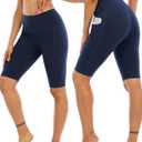 WHOUARE 4 Pack Biker Yoga Shorts with Pockets for Women,High Waisted Athletic Running Workout Gym Shorts Tummy Control (Black, XL)