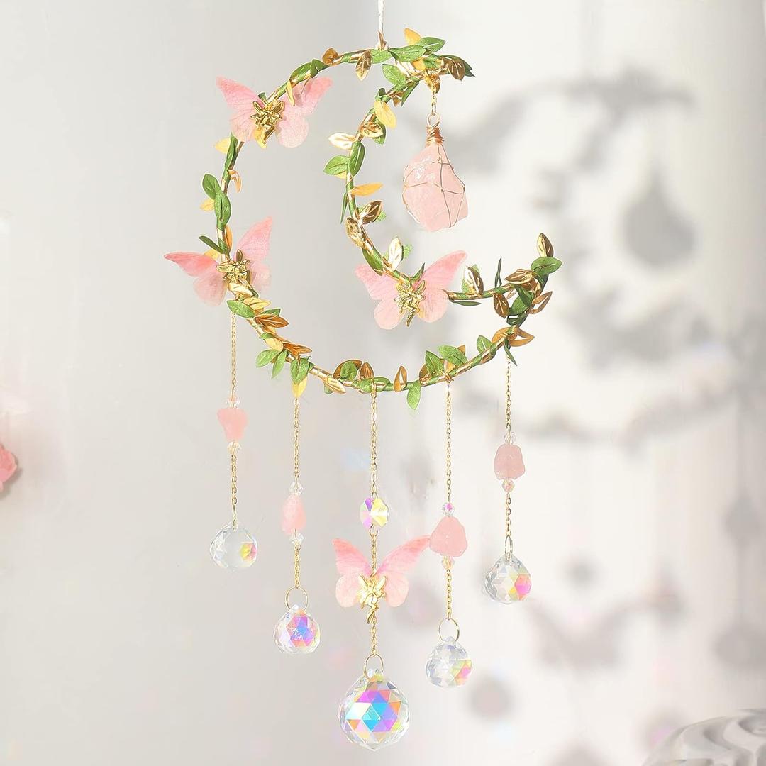 Butterfly Crystal Sun Catcher Hanging Good Luck Charms Suncatcher Room Decor Prism Rainbow Maker for Windows Home Office, Blessed Gift Ideas for Chrismas Thanksgiving Birthday (Style3)