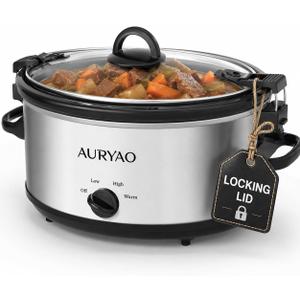 6 Quart Slow Cooker with Locking Lid, Removable Stoneware & 5 Liners