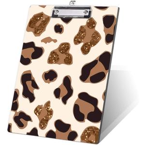 Cute Decorative Wooden Clipboard,Leopard Design Letter Size Clipboard with Low Profile Metal Clip for Women,Nurses, Students, Classroom, Office 8.5" x 12.5",Rose Gold Leopard